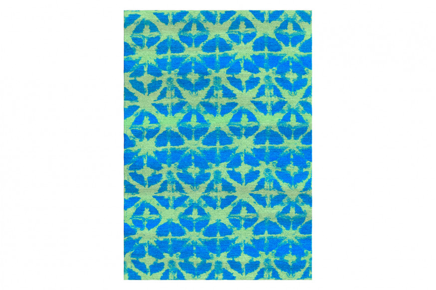 Gordian Rugs™ Batik Neon Green/Blue Rug - 5" x 8"