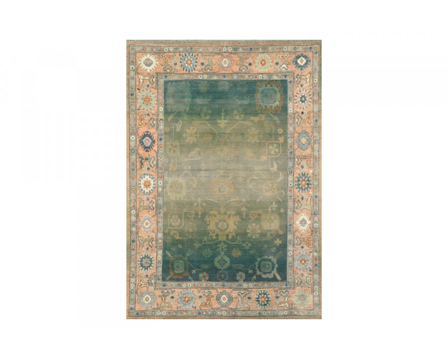 Gordian Rugs Modern Oushak 40 Rug - Green/Light Peach, 4" x 6"