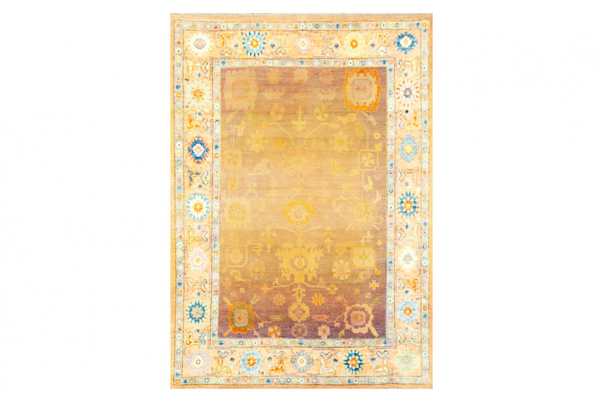 Gordian Rugs™ Modern Oushak 39 Rug - Yellow/Peach/Multi, 4" x 6"