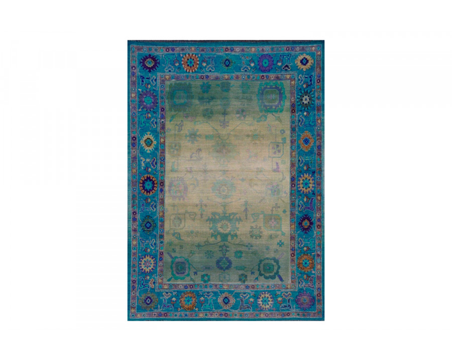 Gordian Rugs Modern Oushak 37 Rug - Green/Blue/Multi, 4" x 6"