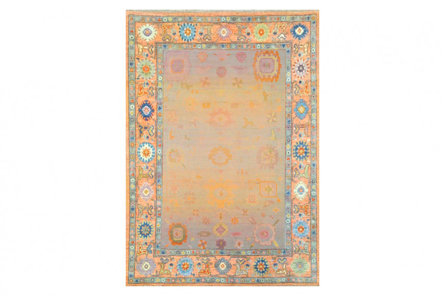 Gordian Rugs™ Modern Oushak 31 Rug - Pink/Salmon, 4" x 6"