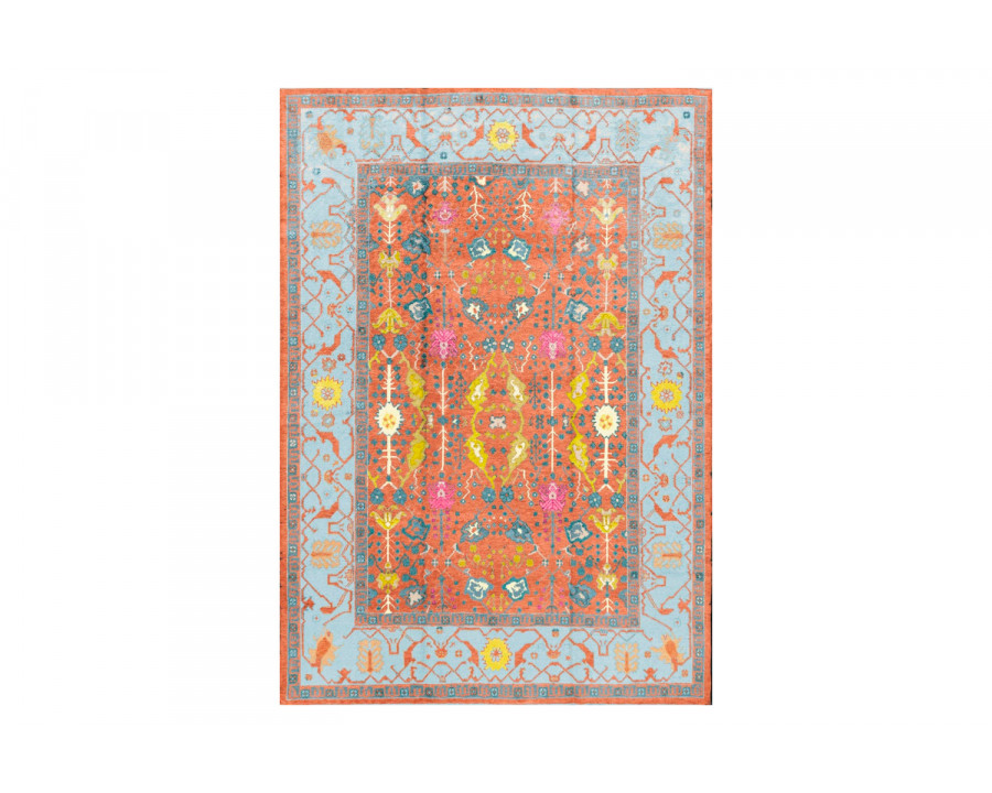 Gordian Rugs Modern Oushak 25 Rug - Sky Blue/Orange/Multi, 4" x 6"