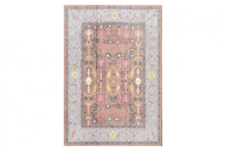 Gordian Rugs™ Modern Oushak 24 Rug - Muted Blue/Pink, 10" x 14"