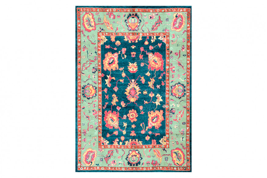 Gordian Rugs™ Modern Oushak 23 Rug - Pale Turquise/Blue, 4" x 6"