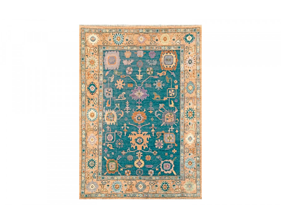 Gordian Rugs Modern Oushak 22 Rug - Peach/Blue/Multi, 4" x 6"