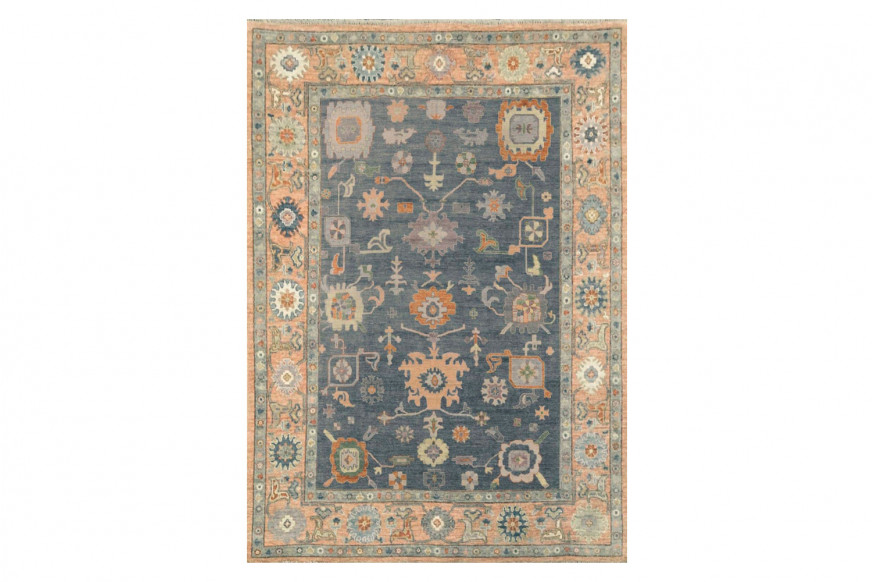 Gordian Rugs™ Modern Oushak 21 Rug - Peach/Purple Thistle, 5" x 8"