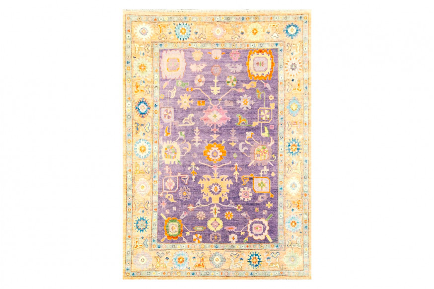 Gordian Rugs™ Modern Oushak 20 Rug - Khaki/Lavender, 9" x 12"