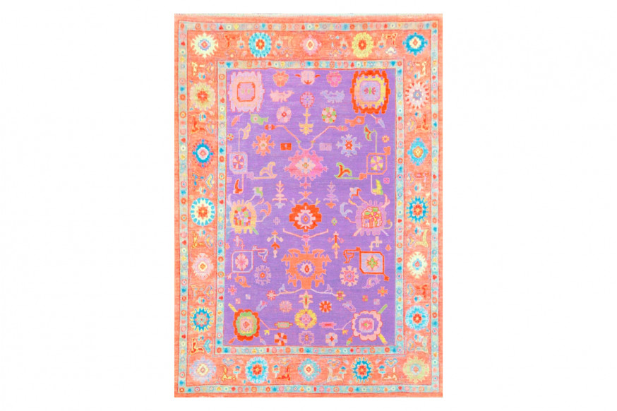 Gordian Rugs™ Modern Oushak 16 Rug - Purple/Orange, 4" x 6"