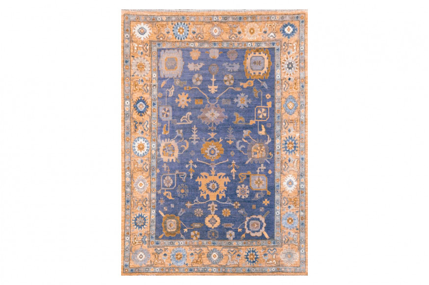 Gordian Rugs™ Modern Oushak 15 Rug - Orange/Plum, 6" x 9"