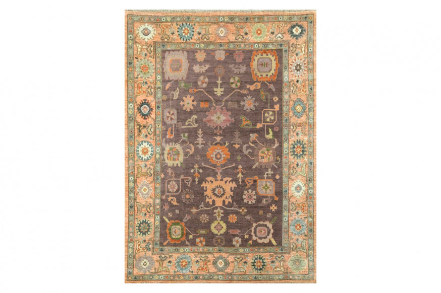 Gordian Rugs™ Modern Oushak 14 Rug - Brown/Neutral, 8" x 10"