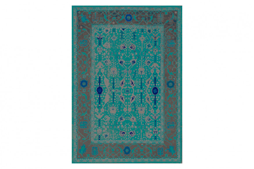 Gordian Rugs™ Modern Oushak 9 Rug - Turquoise, 5" x 8"