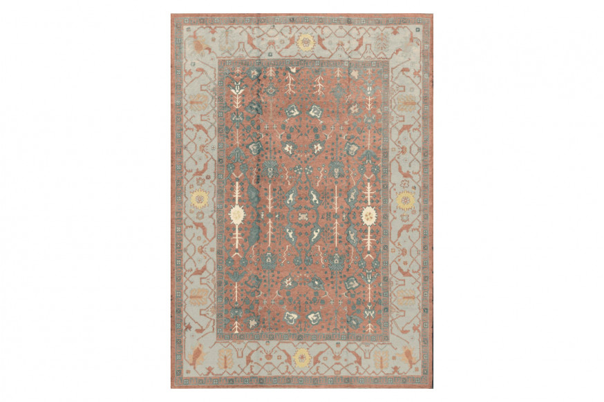 Gordian Rugs™ Modern Oushak 7 Rug - Lavender/Tan, 9" x 12"