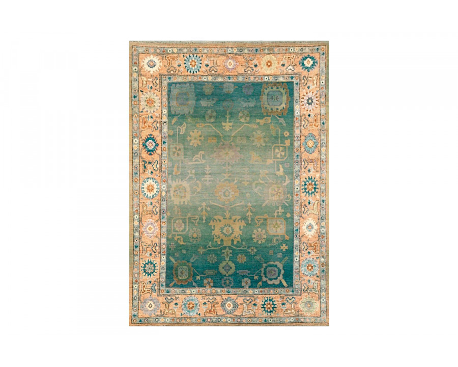 Gordian Rugs Modern Oushak 1 Rug - Green/Light Peach, 4" x 6"