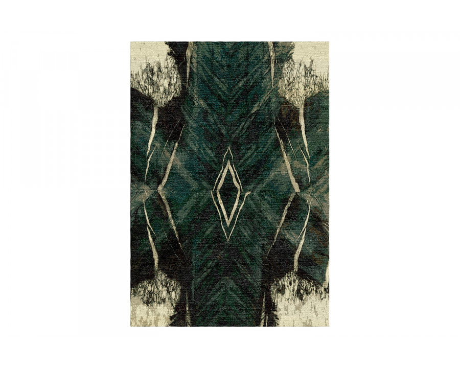 Gordian Rugs Marble Wool And Silk Rug 21 - Dark Green, 4" x 6"