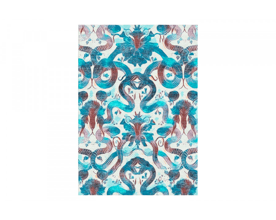 Gordian Rugs Naja D Rug - Blue/Red, 6" x 9"