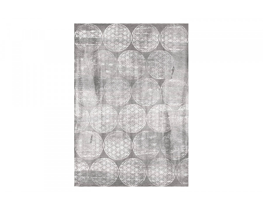 Gordian Rugs Flower Of Life Rug 10 - Gray, 4" x 6"