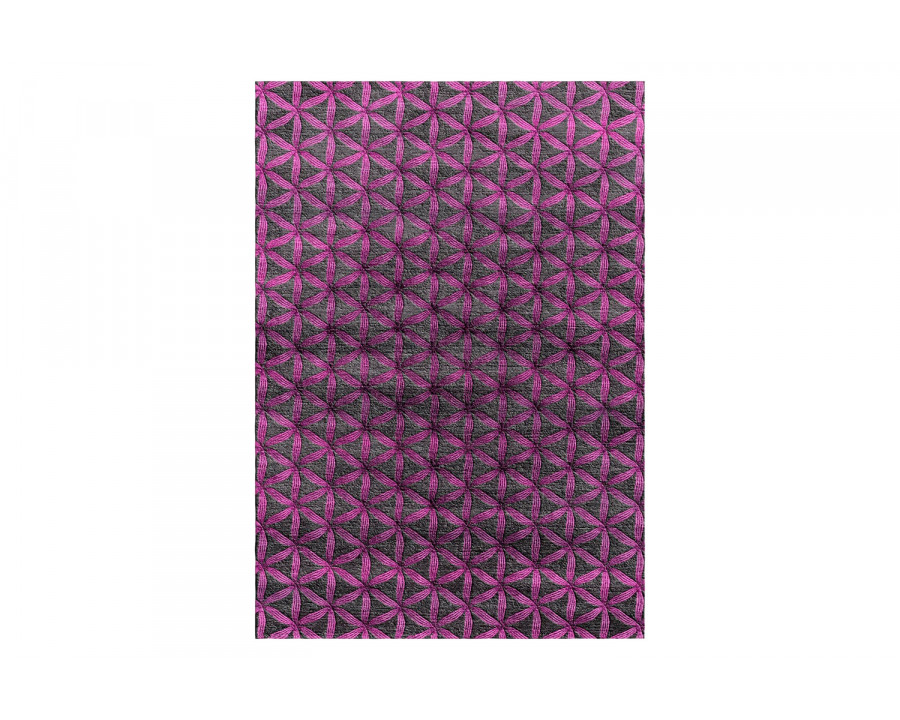 Gordian Rugs Flower Of Life Rug 4 - Violet/Dark Gray, 4" x 6"