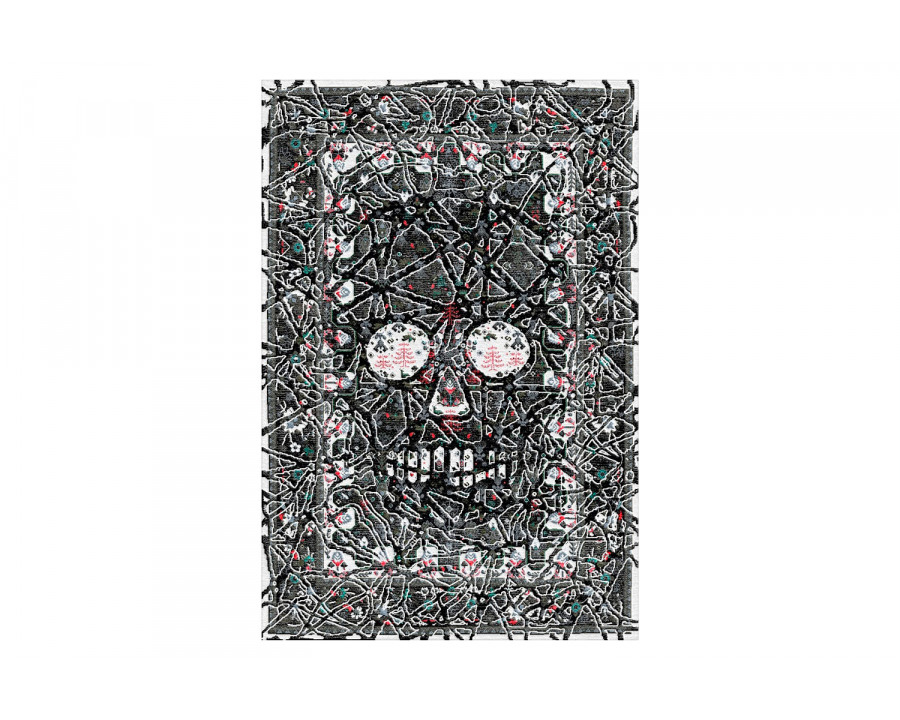 Gordian Rugs Modern Persian Skull Rug Gray - 4" x 6"