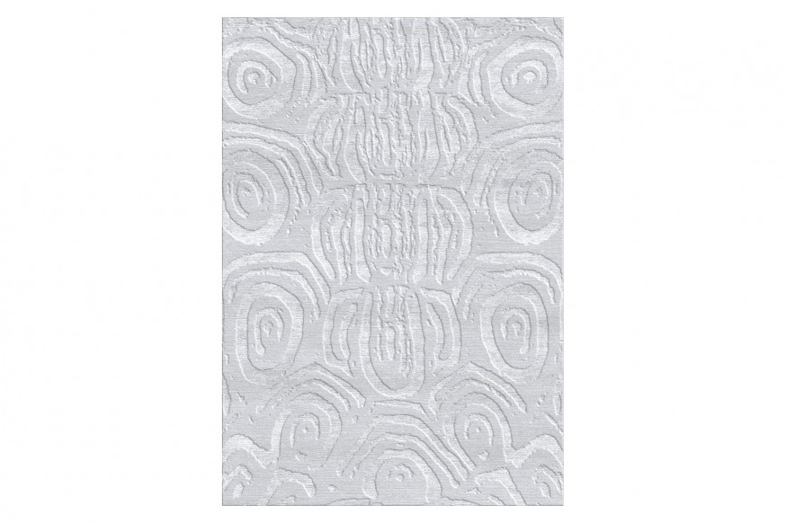 Gordian Rugs™ Aldabra Silver Silk Rug - 5" x 8"