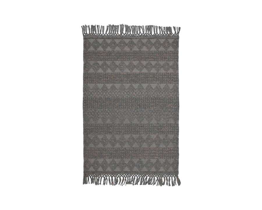 Gordian Rugs Handwoven Gray Popcorn Braided Wool Rug - 4" x 6"