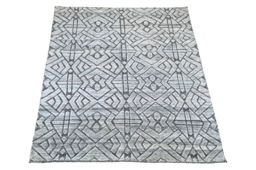 Gordian Rugs™ Alhambra Teal Gray Hand Knotted Rug Collection - 5" x 8"