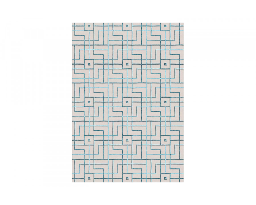 Gordian Rugs - Fjord Handwoven Blue And White Silk Rug