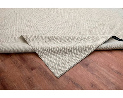 Gordian Rugs Handwoven White Wool Popcorn Braided Rug - 5" x 8"