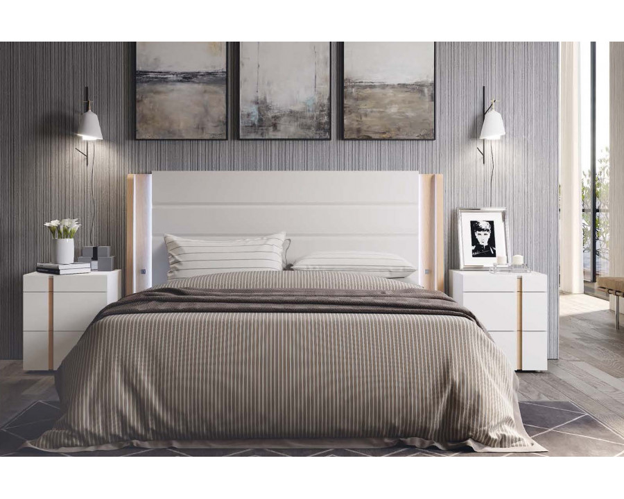 Garcia Sabate Nocturnal Queen Size Headboard with Light - Blanco Matt/Roble Montana