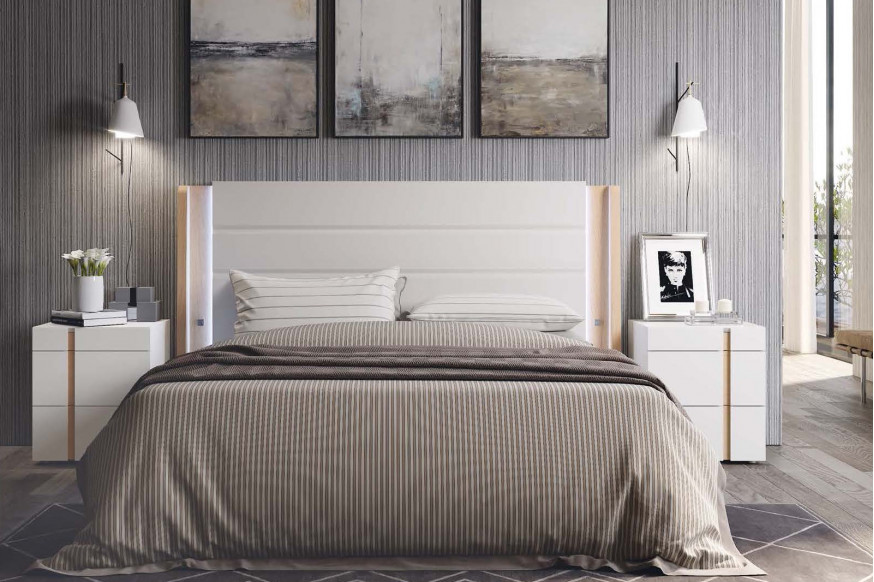 Garcia Sabate™ Nocturnal King Size Headboard with Light - Blanco Matt/Roble Montana