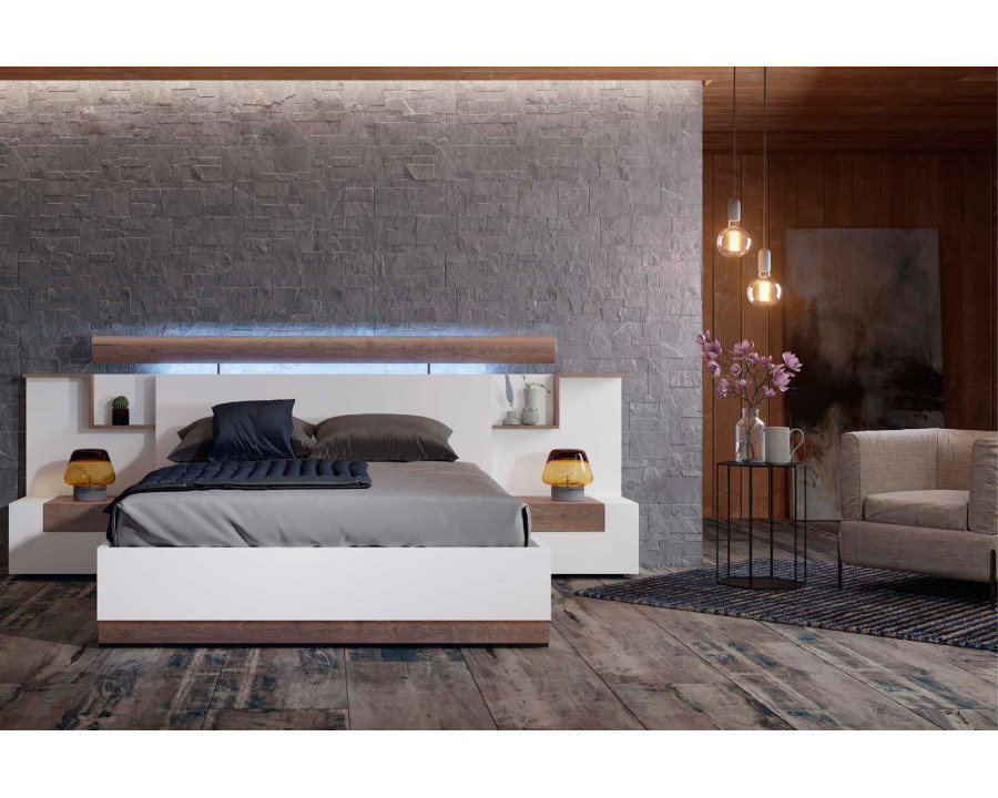 Garcia Sabate Kuffert King Size Headboard with Light - Blanco Matt/Roble Humo