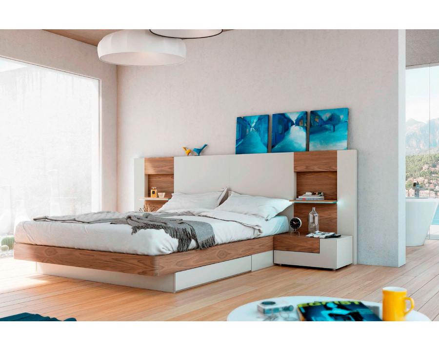 Garcia Sabate Class Queen Size Bed Frame - Piedra Matt/Nogal Nature