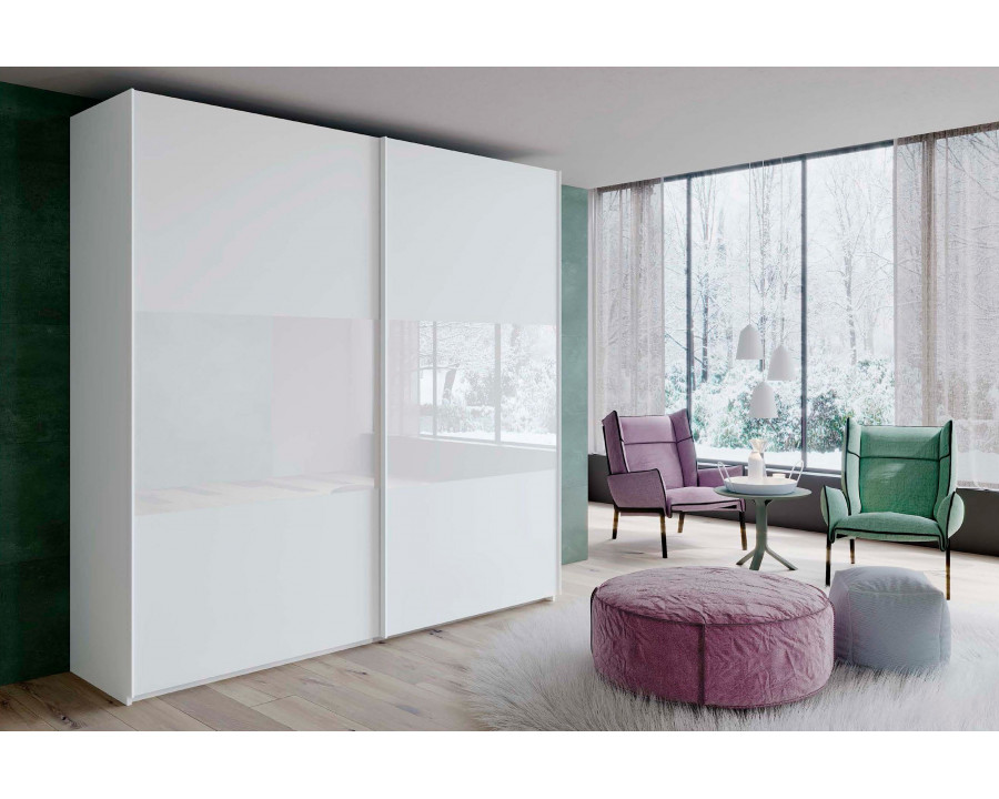 Garcia Sabate - Free 2 Sliding Door Straight Wardrobe in Blanco Matt/Cristal Blanco