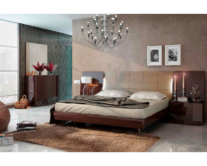 Garcia Sabate Barcelona Queen Size Bed - Chocolate High Gloss/Arena High Gloss