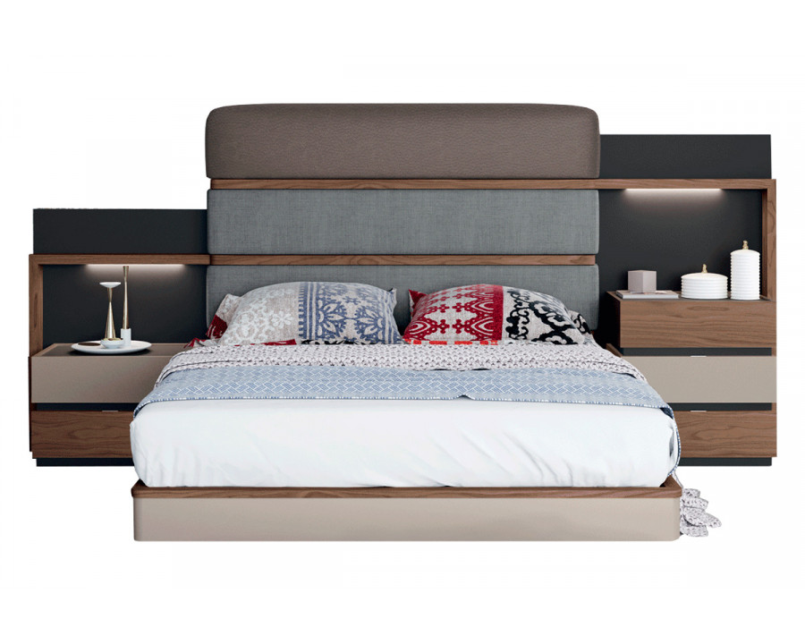 Garcia Sabate Leo Queen Size Bed - Cuerda Matt/Grafito Matt/Walnut Stone