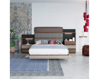 Garcia Sabate Leo Queen Size Bed - Cuerda Matt/Grafito Matt/Walnut Stone