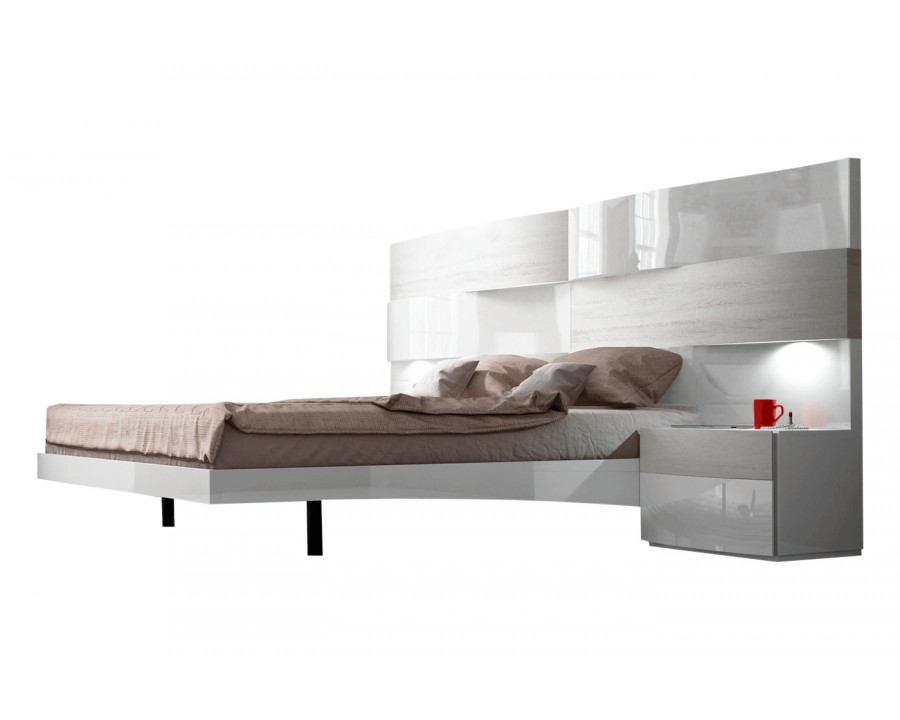 Garcia Sabate Cordoba Queen Size Bed - White High Gloss/Natural Oak