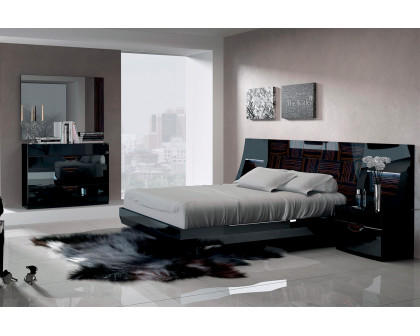 Garcia Sabate Marbella King Size Bed - Black High Gloss/Ebony Natural High Gloss