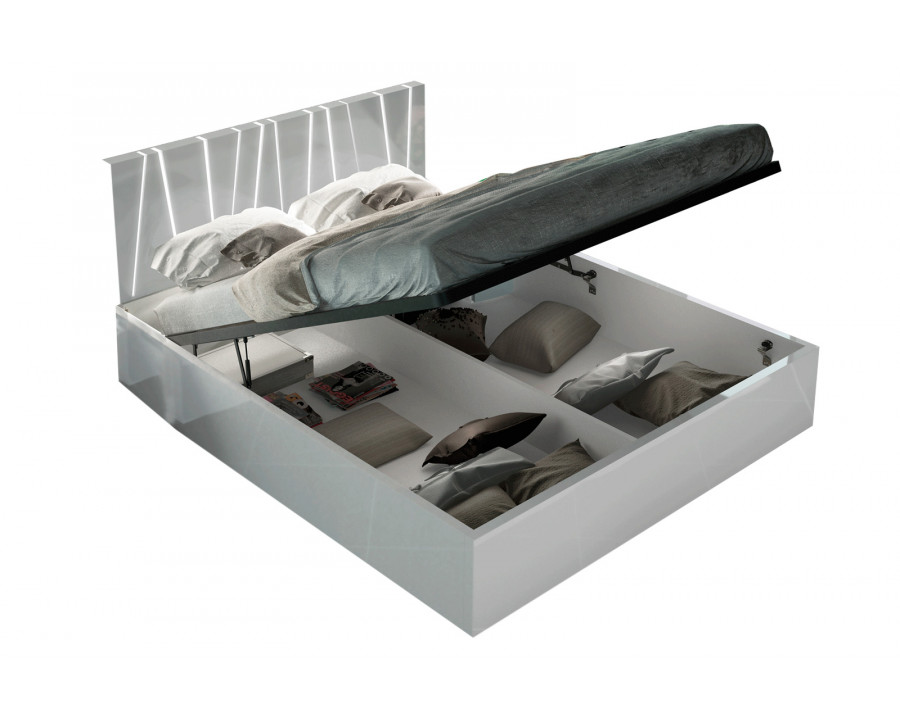 Garcia Sabate Ronda Dali King Size Bed with Storage - White High Gloss/Light Gray