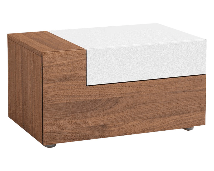 Garcia Sabate Mar 2 Drawers Left Nightstand - White High Gloss/Walnut