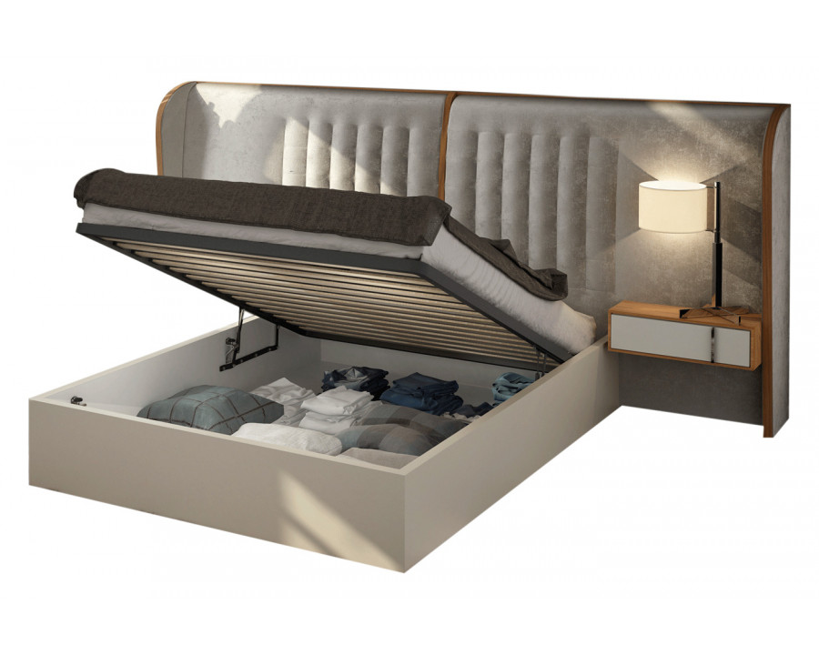 Garcia Sabate - Cadiz Queen Size Bed with Storage in Arena Matt/Nogal Natural