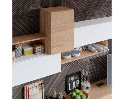 Garcia Sabate - Laurel Composition 2 TV Stand in Blanco Matt/Pizarra Porcelanico/Roble Montana