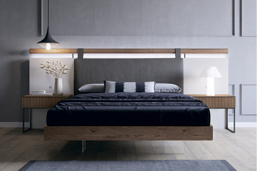 Garcia Sabate™ Aro Class Metacrilato King Size Bed Frame - Roble Humo