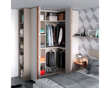 Garcia Sabate - YM604 Corner Wardrobe in Piedra Matt/Cuerda Matt/Roble Montana