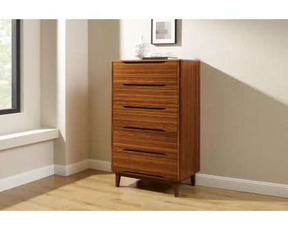 Greenington Currant Five Drawer High Chest - Amber, Solid Moso Bamboo