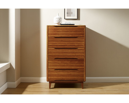 Greenington Currant Five Drawer High Chest - Amber, Solid Moso Bamboo