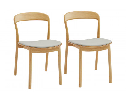 Greenington - Hanna Dining Chair Leather Seat Set of 2 in Wheat, Moso Bamboo