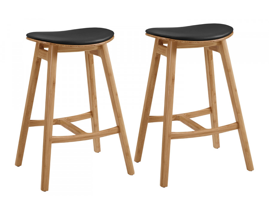 Greenington - Skol Counter Height Stool With Leather Seat Set of 2 in Caramelized, Bamboo