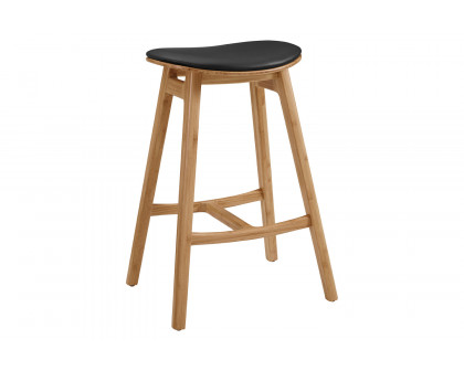 Greenington - Skol Counter Height Stool With Leather Seat Set of 2 in Caramelized, Bamboo