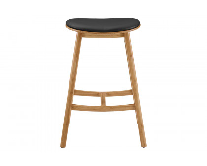 Greenington - Skol Counter Height Stool With Leather Seat Set of 2 in Caramelized, Bamboo