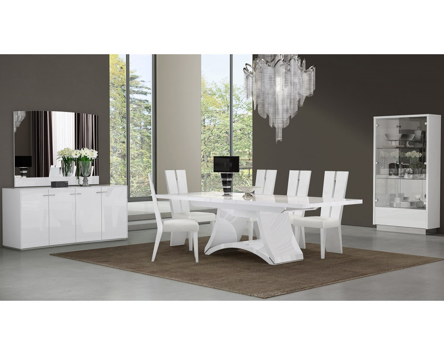 GUF - D313 Dining Table with 6 Chair Set in White